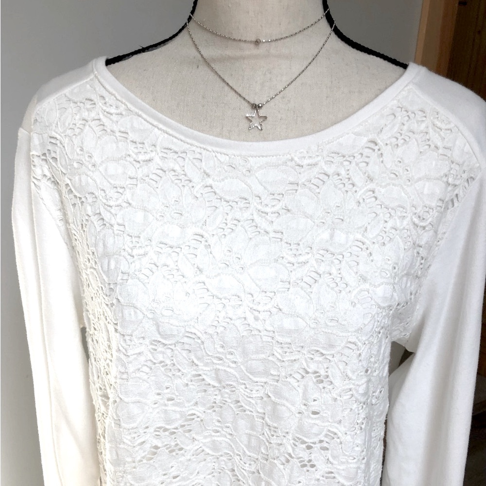 Croft & Barrow White Floral Top Size XL